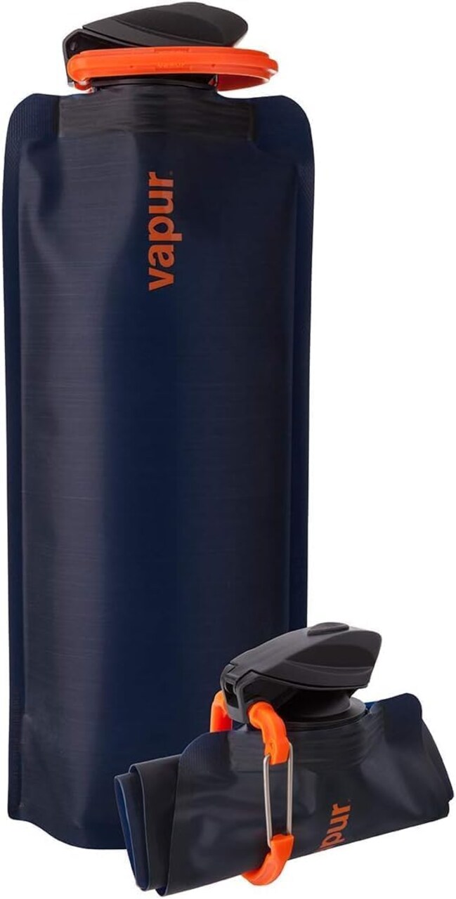 Collapsible Wide Mouth Anti-Bottle with Detachable Carabiner, Convenient, Portable Hydration for Travel and Outdoor Adventures, 34 Ounce, Night Blue, Pack of 1